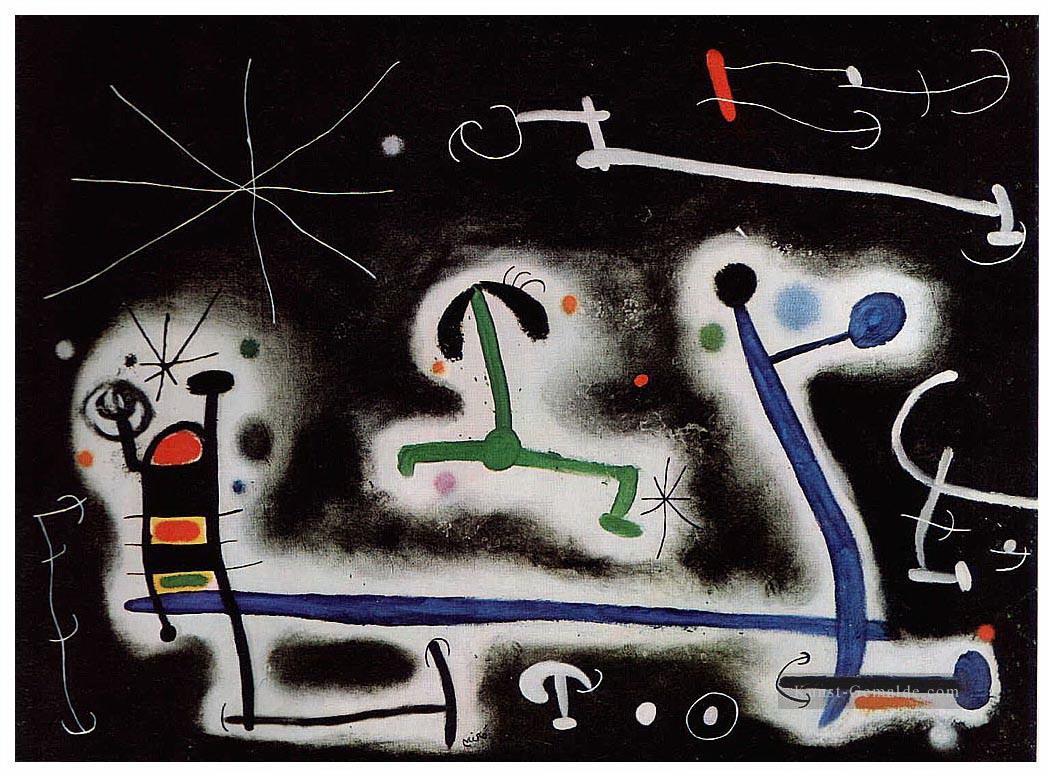Charaktere und Vögel Party für die Nacht, die sich Joan Miró nähert Ölgemälde